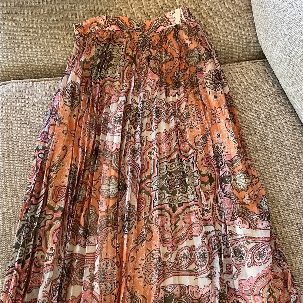 Vici Paisley Maxi Skirt - Orange and Brown